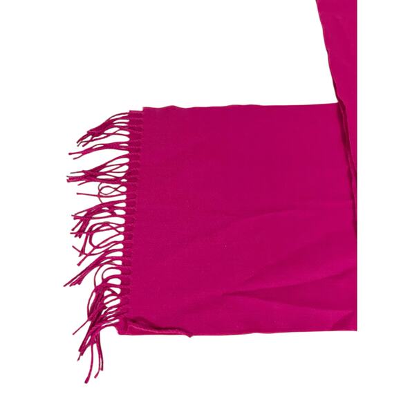Scarf Bright Pink 100% Cashmere Made In Germany Hand Tailored Womens 12” W x 64” - Picture 4 of 5